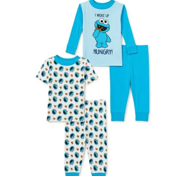Sesame Street Character Pajama Set, 4-Piece, Cookie Monster, 12M - NWT - Picture 4 of 4